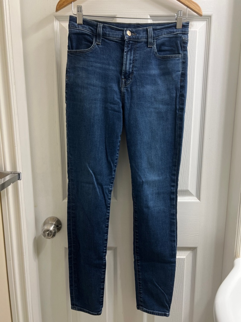 J Brand Maria Morrow Dark Blue Skinny Jeans Cotton High Rise Stretch Denim